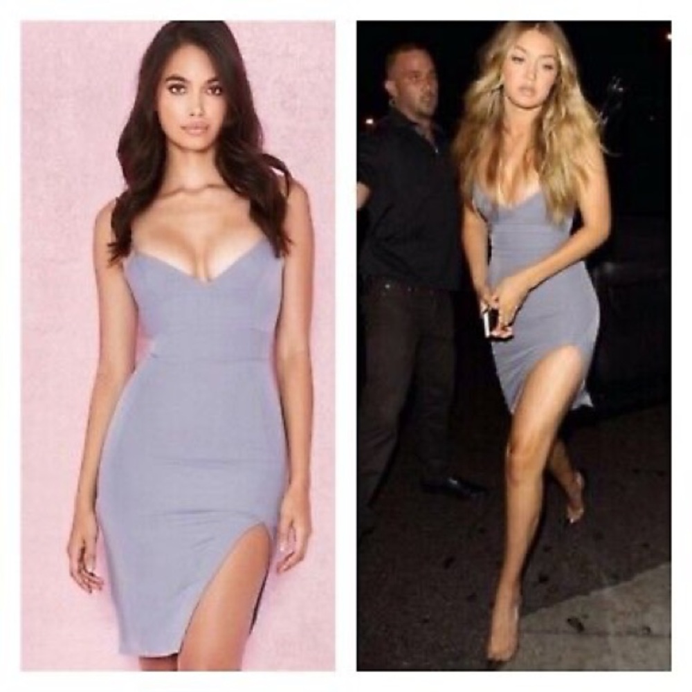 House of CB Silver Spaghetti Strap Cocktail Dress